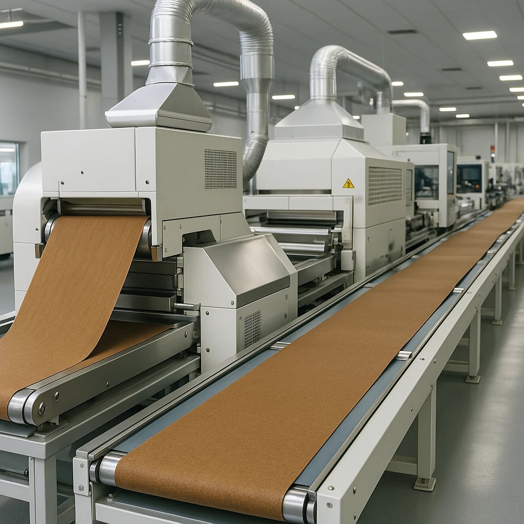 Tobacco sheets moving through manufacturing equipment